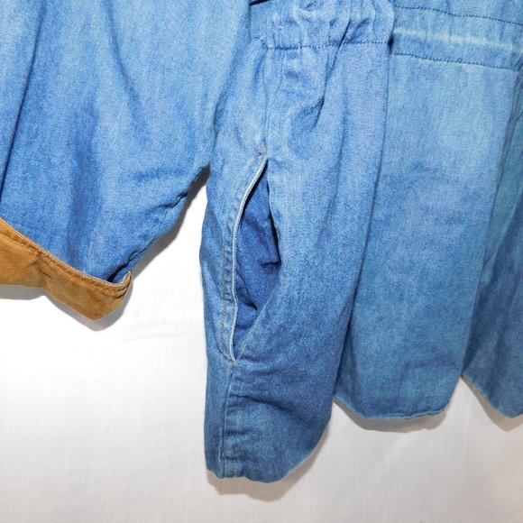 VTG 90s ELLE SPORT Womens 12 Denim Chambray Light Work chore Casual Jacket - Picture 13 of 14